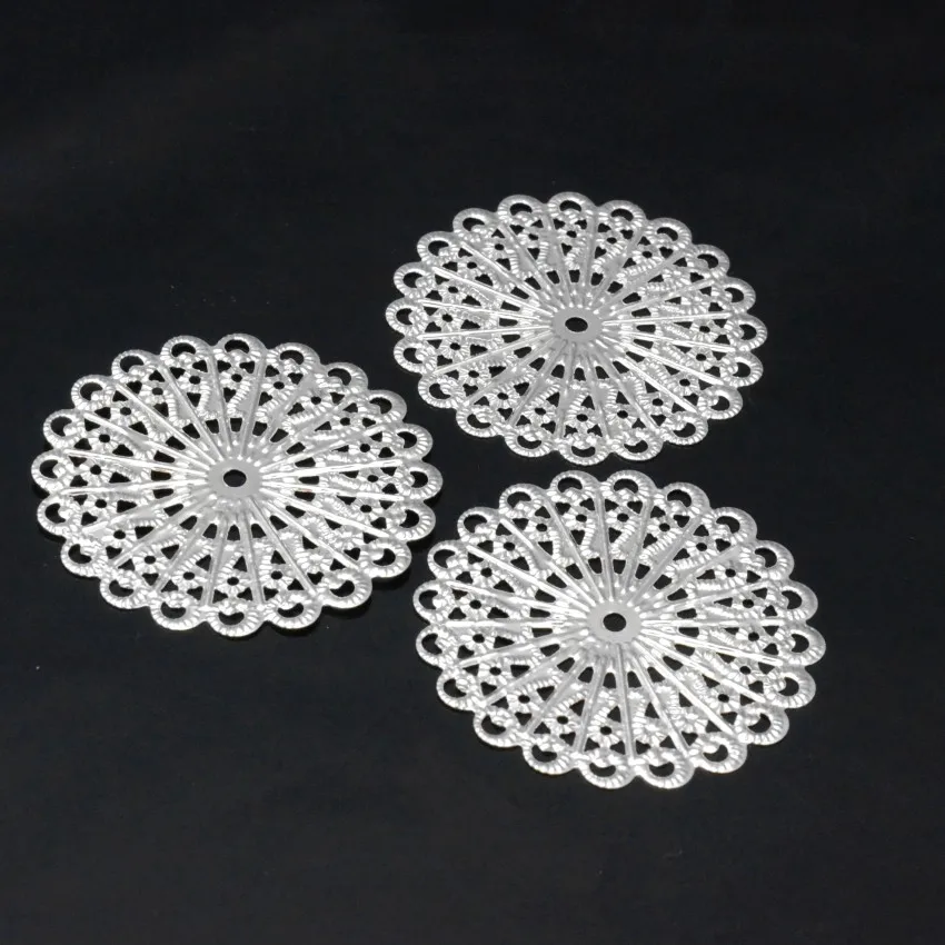 20Pcs Filigree Flower Wraps Metal Crafts Gift Decoration DIY Findings Connectors 42mm