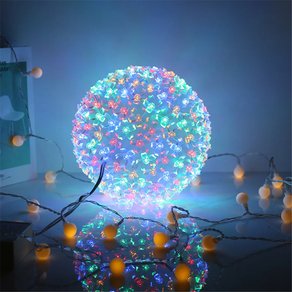 10cm 20cm 25cm LED Waterproof Cherry Blossom Ball Lamp Christmas Decorative Lamp Flower Ball Hanging Lights For Party Home Decor