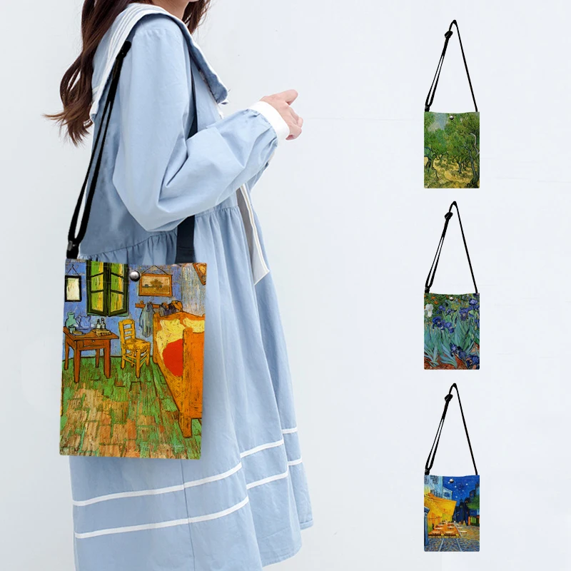 

Van Gogh Oil Painting Starry Night / Sunflower Women Ladies Small Shoulder Bag Branded Crossbody Messanger Bag Small Phone Flap