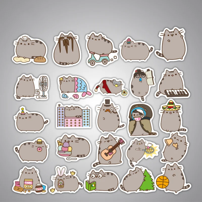 10/30/50PCS Cartoon Cute Fat Cat Graffiti Car Trunk Fashion Mobile Phone Skateboard Expression Sticker Toy Wholesale