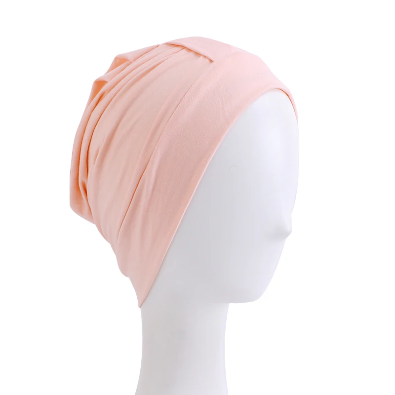 Turbante de algodón para mujer, gorro de cobertura completa para dormir de noche, Hijab interno, gorro elástico musulmán, gorro de quimio para la