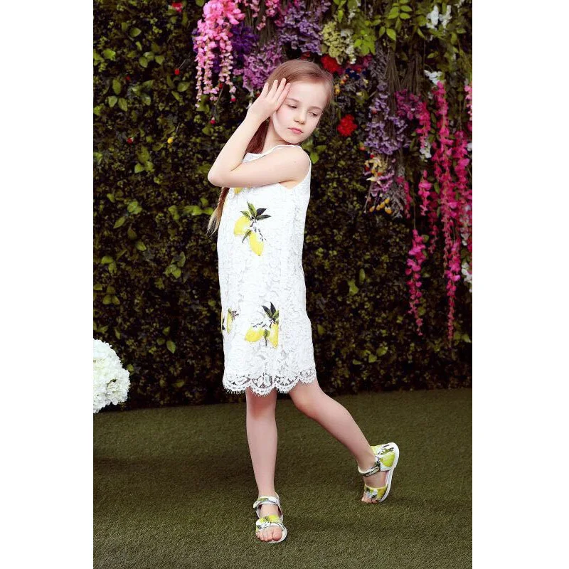 2021 Summer Girls Dresses Princess Girls Party Dresses Floral Vetement Enfant Fille Lemon Girls Summer Dress Robe Enfant