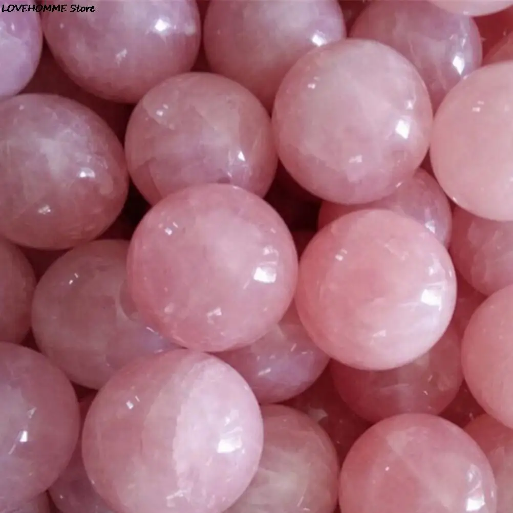 Healing Crystal Natural Pink Rose Quartz Gemstone Ball Divination Sphere Collection 20mm Wedding Decor