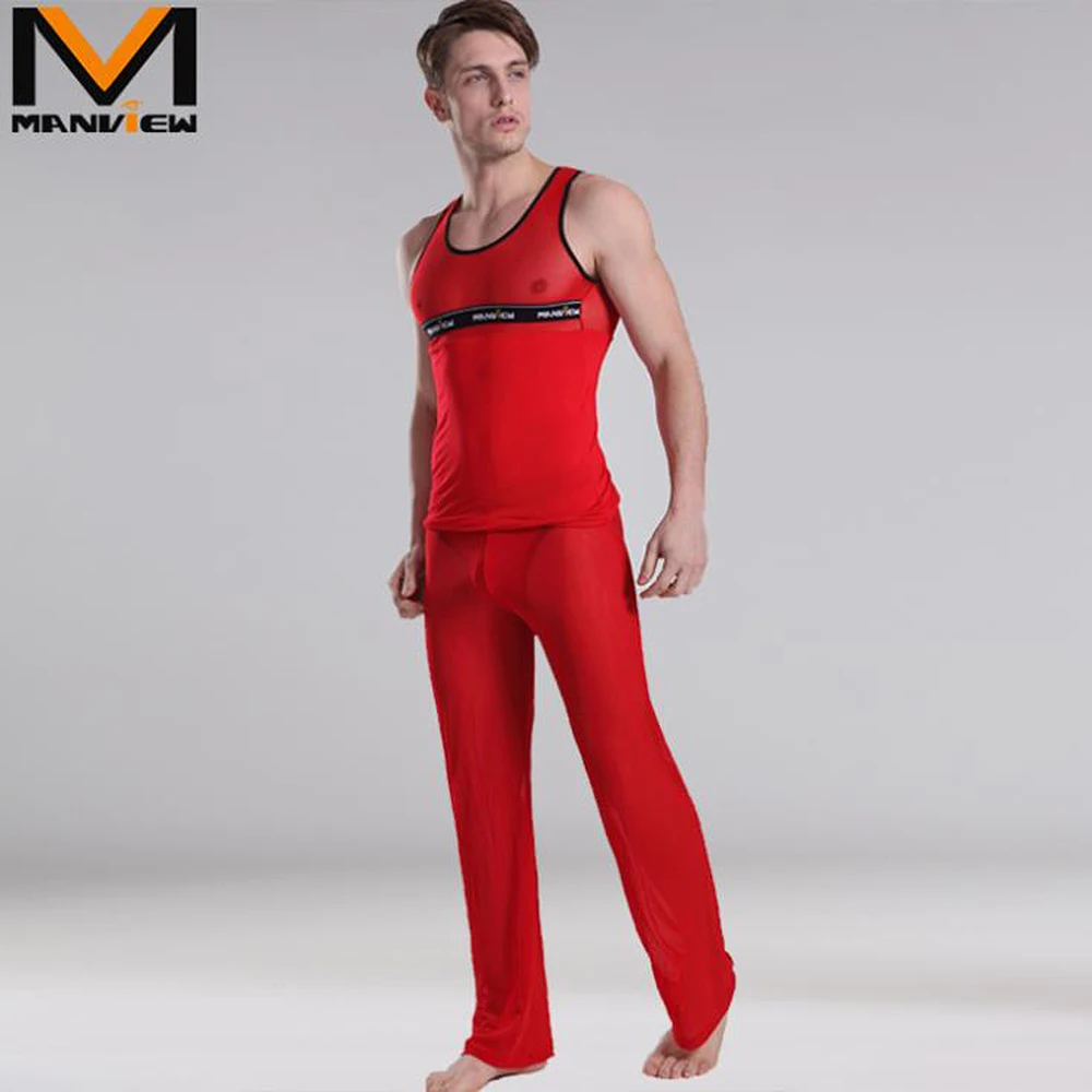 Mens Pants Transparent Mesh Sexy Long Casual Comfortable Home Pants Sport Sweatpants Spring Summer Jogger Trousers Loose Bottoms