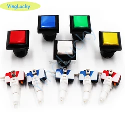 10pcs joysticks 33mm Square Push Button 12V LED illuminated Arcade Button With Micro Switch for Video Game Machine