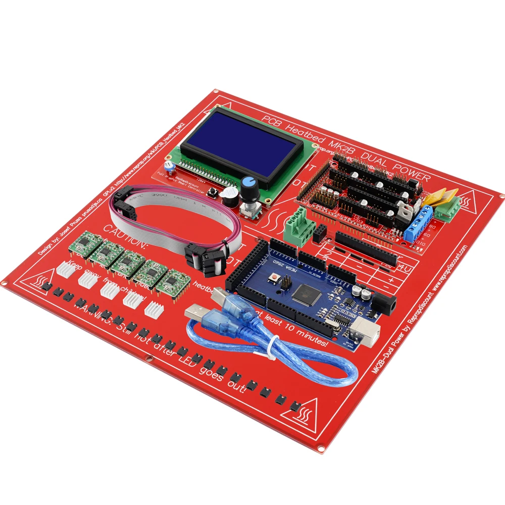 Ramps 2004/12864 Lcd Moederbord Kit Mega 2560 Ramps 1.4 Controller Moederbord A4988 Stepper Driver Module Voor 3D Printer Arduino