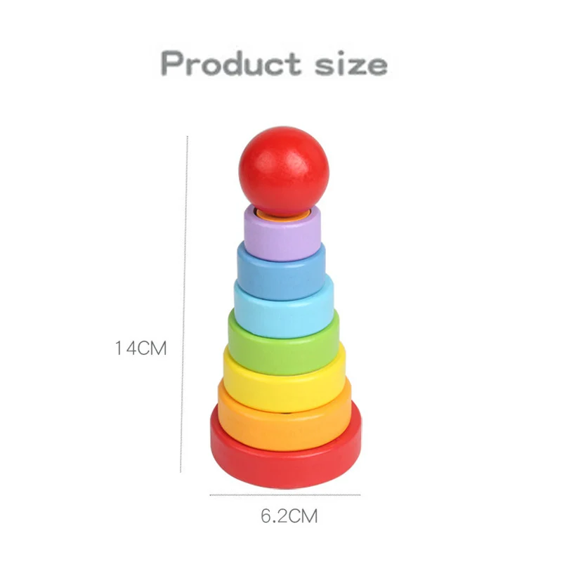 Montessori Toys Wooden Puzzle for Babies Kids 2 Years Rainbow Tower Game Activity Building Block Educational Geometric Cognitive