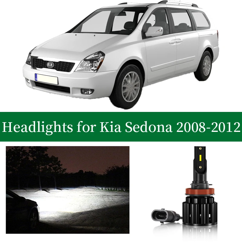 Xlights Car Bulb For Kia Sedona 2008 2009 2010 2011 2012 Led Headlight Bulb Low High Beam Lamp Canbus Headlamp Light Accessories