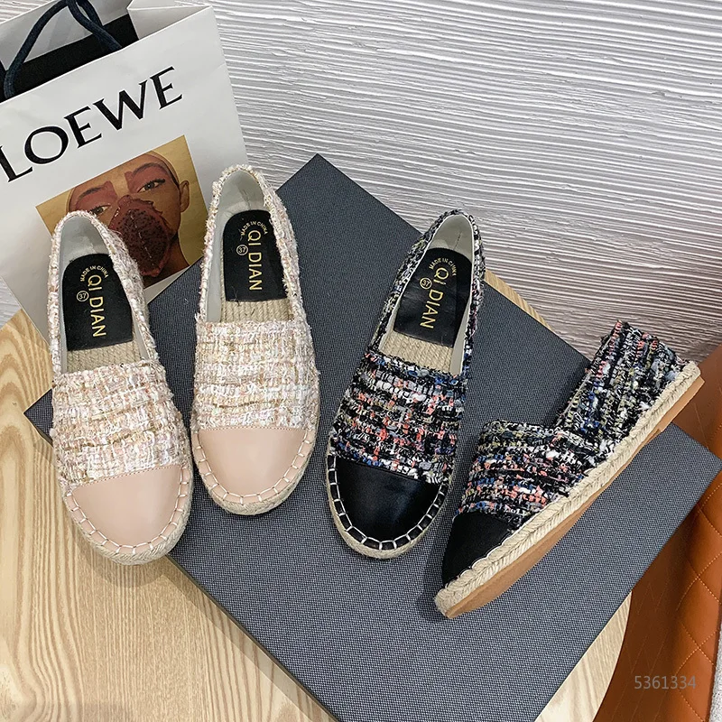 2022 Famous Brand European Patchwork Espadrilles Shoes Woman Genuine Leather Creepers Flats Ladies Loafers White Leather Loafers