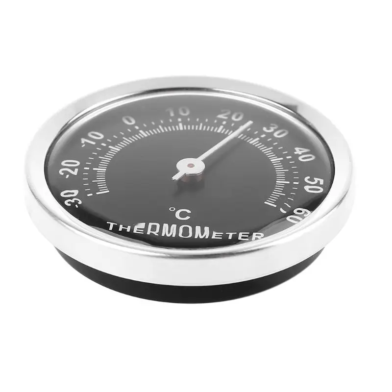 Mini Thermometer Mechanical No Battery Analog 58mm Car Temperature Gauge with Double-sided Sticker J9K