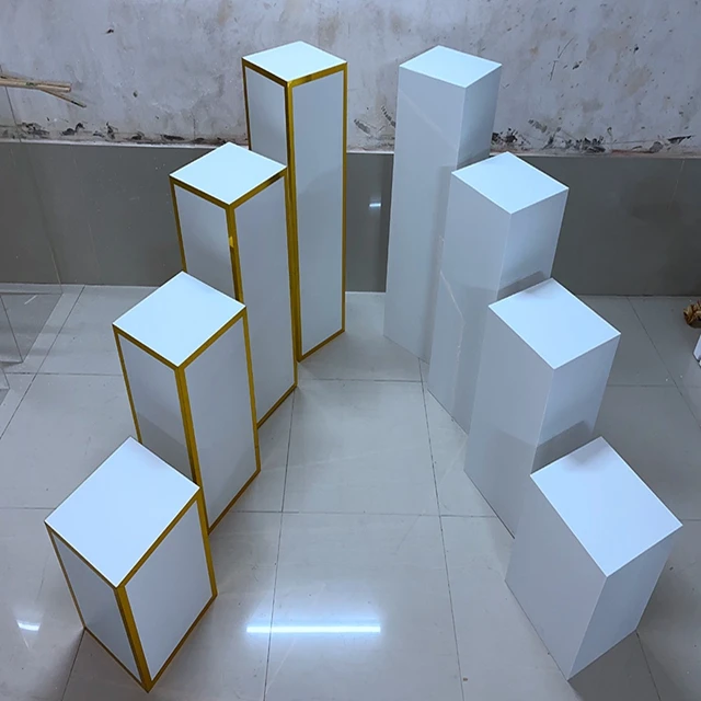 

5pcs/set)white acrylic plinths, rectangle cylinder pillar, flower cake decoration pedestal for wedding party yudao634