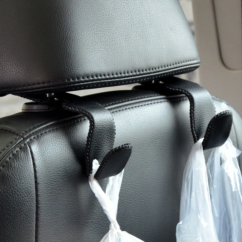 1pcs Storage Holder For Car Headrest Hooks Hanging Purses Auto Fastener Back Seat Organizer PU Leather Rear Rack Portable