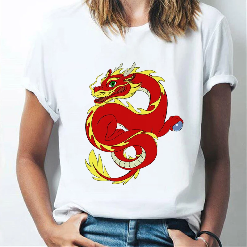 Tshirt Dragon Printed Women's T-shirt Summer T-shirt Harajuku Tee O-neck Tshirt Short-sleeved T Shirt