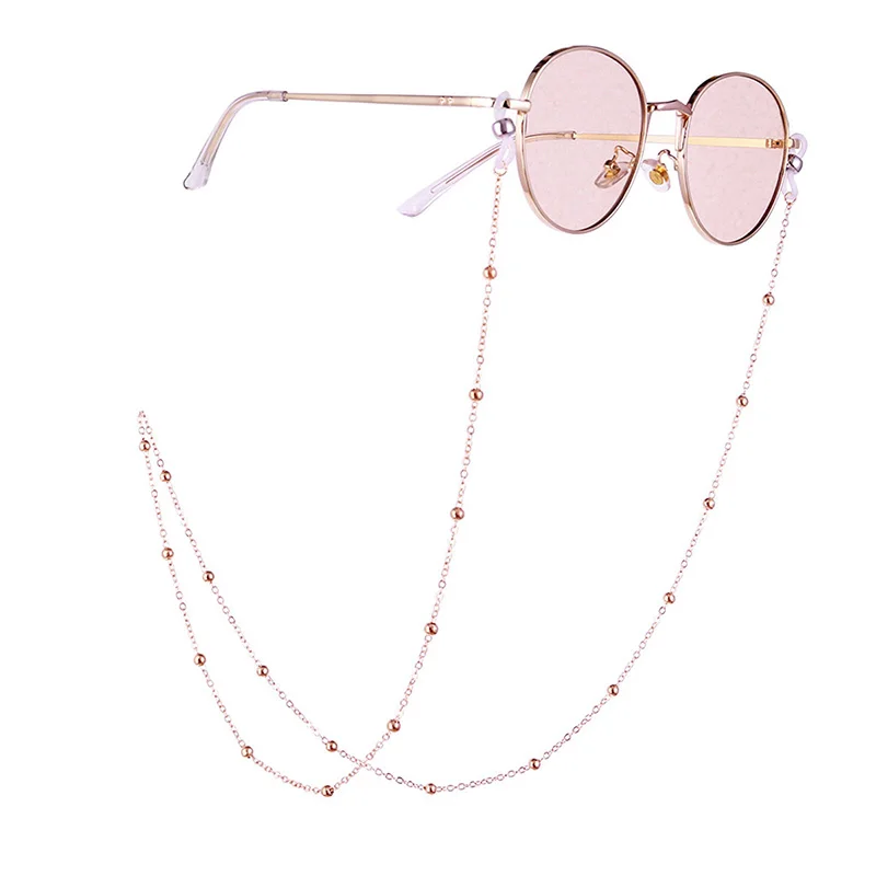 

70cm Elegant Eyeglass Chain Sunglasses Reading Beaded Glasses Chain Eyewear Rope Lanyards Rose Gold Silver Glass Cord Neck Strap