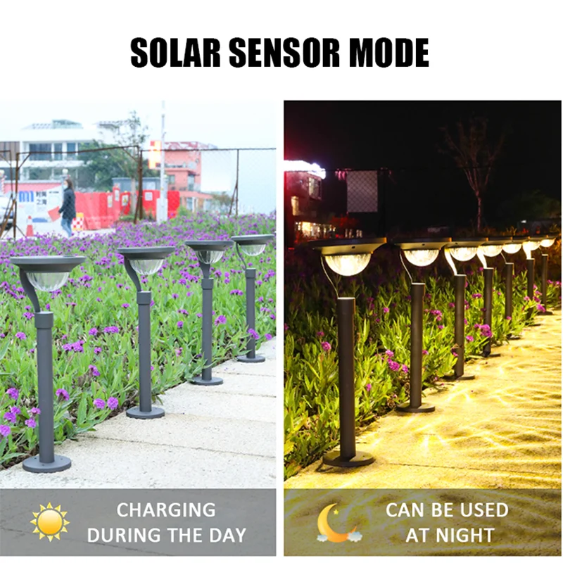 LED Solar Lawn Lights Outdoor Waterproof Home Garden Lamp Pathway Villa Landscape Street Yard Patio Fence Decor Night Light