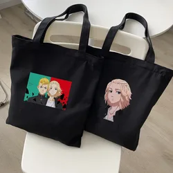 Tokyo Revengers Shopping Bags Canvas Bag Travel Designer Handbags Reusable Fabric Shoulder Shopper Woman Printed Tote Bag