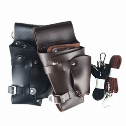 Hair Scissor Bag Hairdressing Leather Barber Scissor Storage Holster Pouch Holder Case Rivet Clips Bag with Waist Shoulder Belt