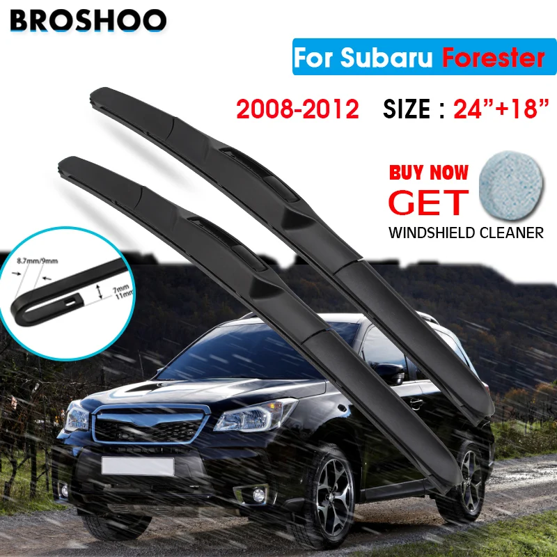 

Car Wiper Blade For Subaru Forester 24"+18" 2008-2012 Auto Windscreen Windshield Wipers Blades Window Wash Fit U Hook Arms