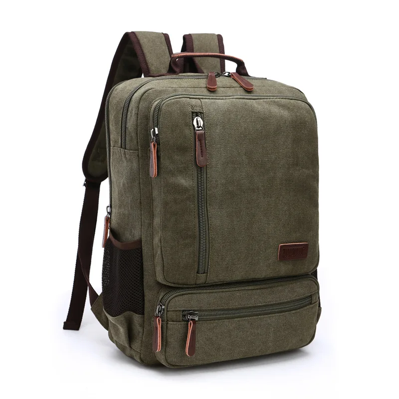 

Male Youth Solid Color Canvas Backpack Large-capacity college style student zipper computer school bag anti theft backpack