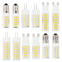 Cápsula cerâmica do bulbo do diodo emissor de luz do milho, G4, G9, E14, luz de cristal, lâmpada branca, substitua 60W, candelabro do halogênio, 220V, 240V, 5W, 7W, 9W