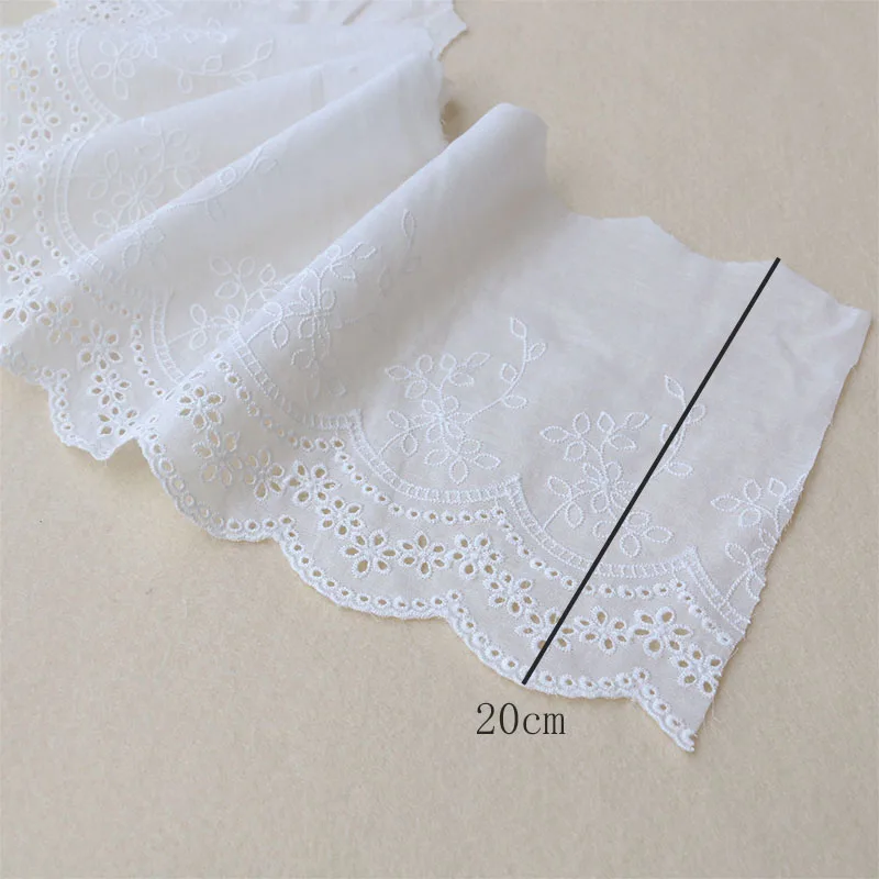 2YARD White cotton lace hand wide material curtain cotton cloth DIY lace accessories 20cm wide