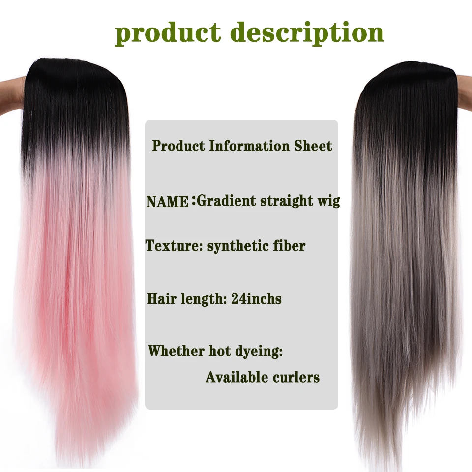 SHANGKE Synthetic Cosplay Wig Long Straight Middle Part Hair Blonde Pink Black Heat Resistant Fiber Long Hair Wigs For Women