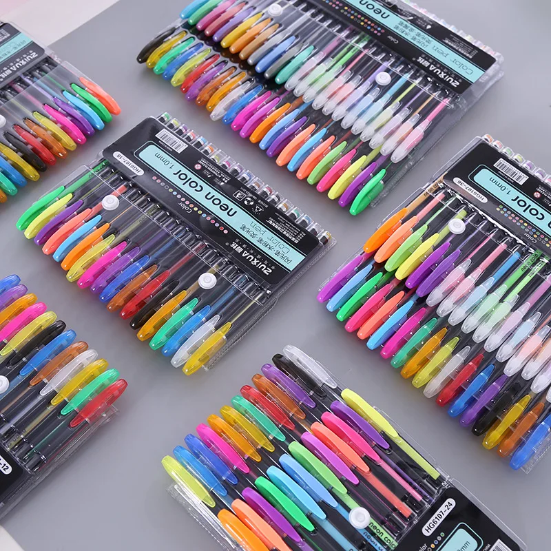 48 Pcs Fluorescent Marker Pen Candy Student Stroke Key Marker 48 Color Fgel Pen Painting Tools Kawaii Stationery