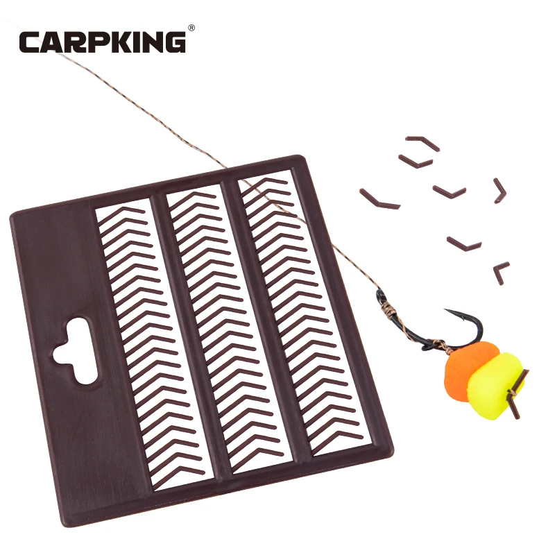 CARPKING Pellet Stoppers Brown Plastic Carp Fishing Accessories V Shape 66 Boilie Stops One Card for Carp Tackle Hair Rig Holder