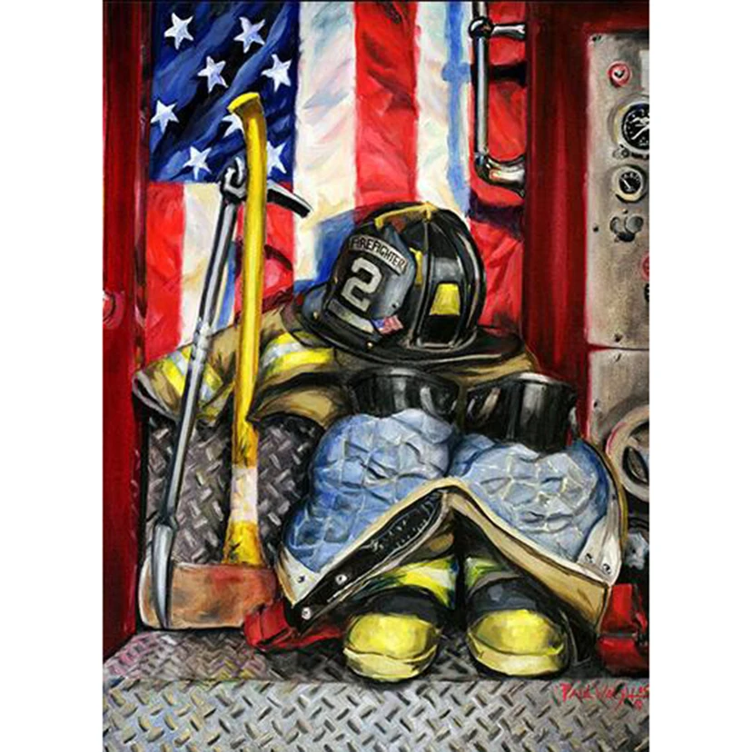 Diamond Painting Cartoon Fire Fighting Hero Embroidery Kit 5D DIY Mosaic Square Round Rhinestone Cross Stitch Home DecorFH633