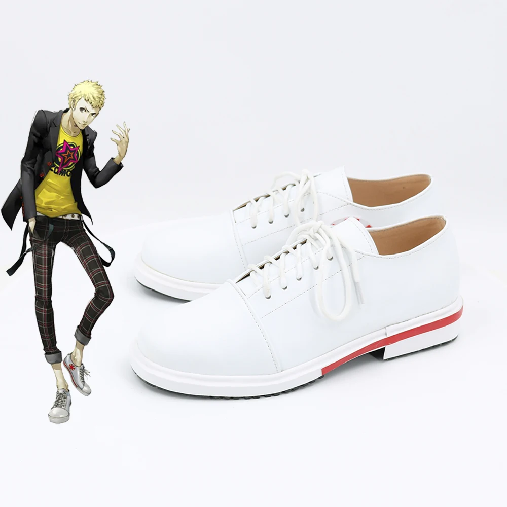 Ryuji Sakamoto White Cosplay Shoes Leather Custom Made Boy Men Christmas Halloween Party Daily Shoes White Costume Accessories