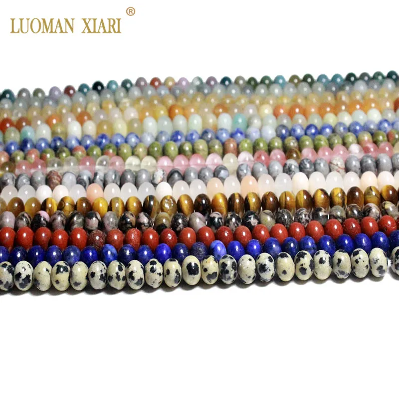 Fine AAA 100% Natural Wheels Round Stone Beads Agate Rose Quartz Lapis lazuli Tiger eye For Jewelry Making DIY Bracelet Necklace