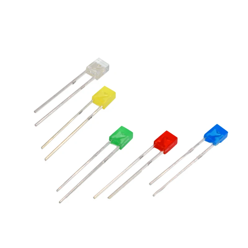 100 pcs 2x5x7 Rectangular LED Emitting Diode Lamp White Red Green Blue Yellow Orange  Diffused Color Square DIY Indicator