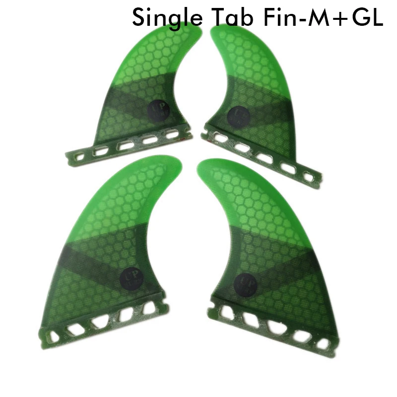 

Single Tabs M+GL fins Quad-Fins Honeycomb Fiberglass surfboard fin 4 in per set Green color