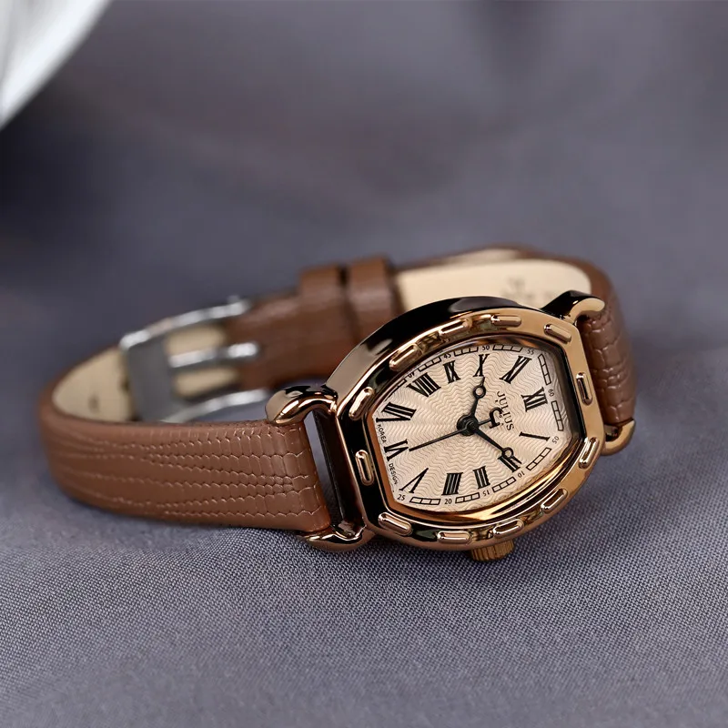 JULIUS Watch JA-544  Vintage Design Classic Quartz Watch Small Size Brown Leahter Wristwatch Water resistant 3ATM dropshipping