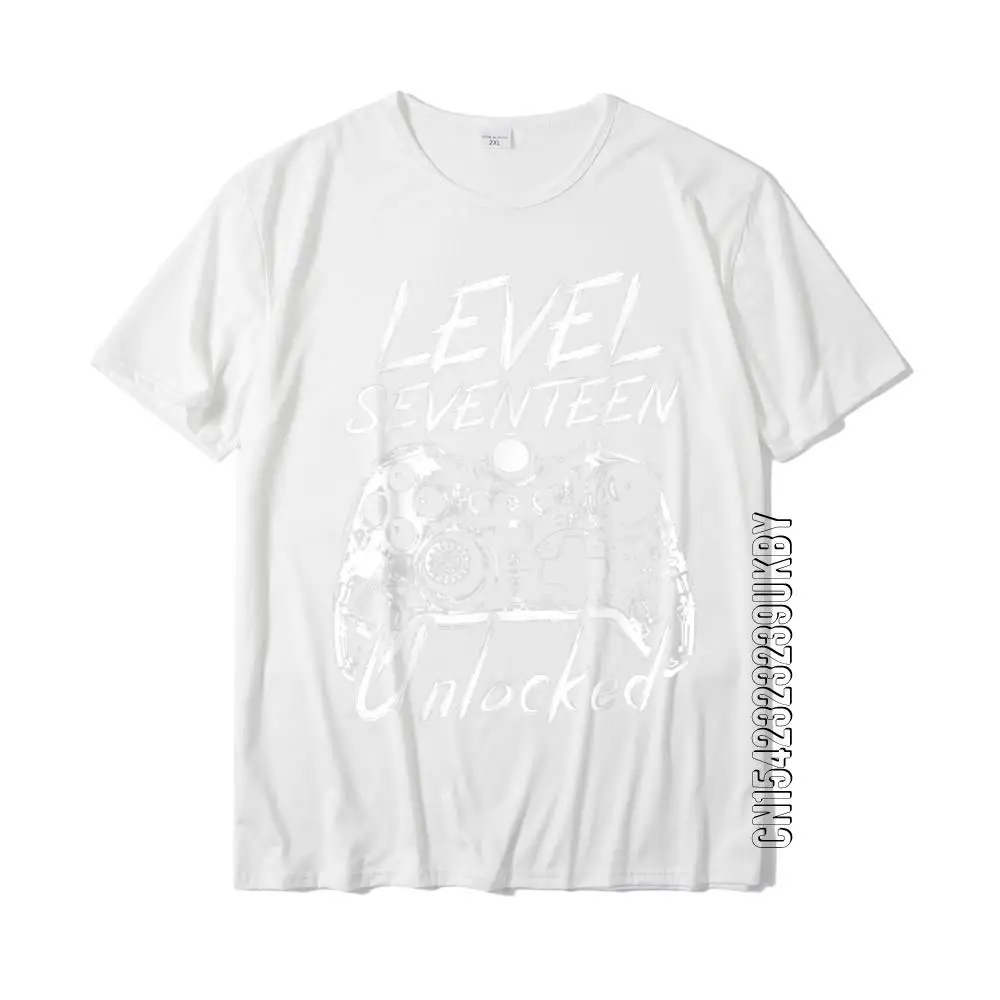 Level 17 Unlocked Awesome Since 2002 17th Birthday Gamer T-Shirt Cotton Tops Shirts Design New Design Summer T Shirt Men