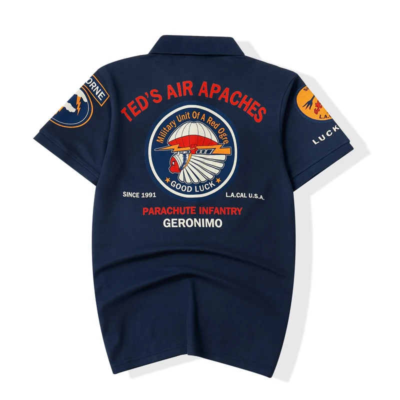 Men's Polo Shirt Men Casual Devil Pilot Letter Print Cotton Short Sleeve Shirt Man Motorcycle Biker Tops Tee Shirts High Quality