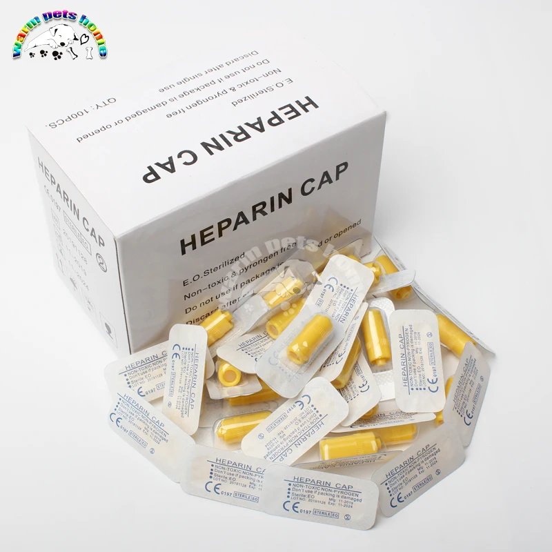 Disposable Heparin Cap IV Cannula Heparin Caps for Pet Animals Dog Cat Veterinary Supplies