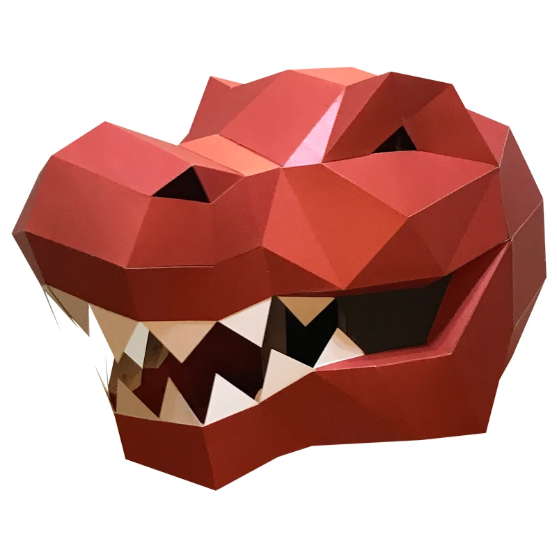 Tyrannosaurus Rex Animal Mask modello di carta, dimensioni ridotte, 3D Papercraft Art Costume Party Cosplay,Handmade DIY Craft RTY175