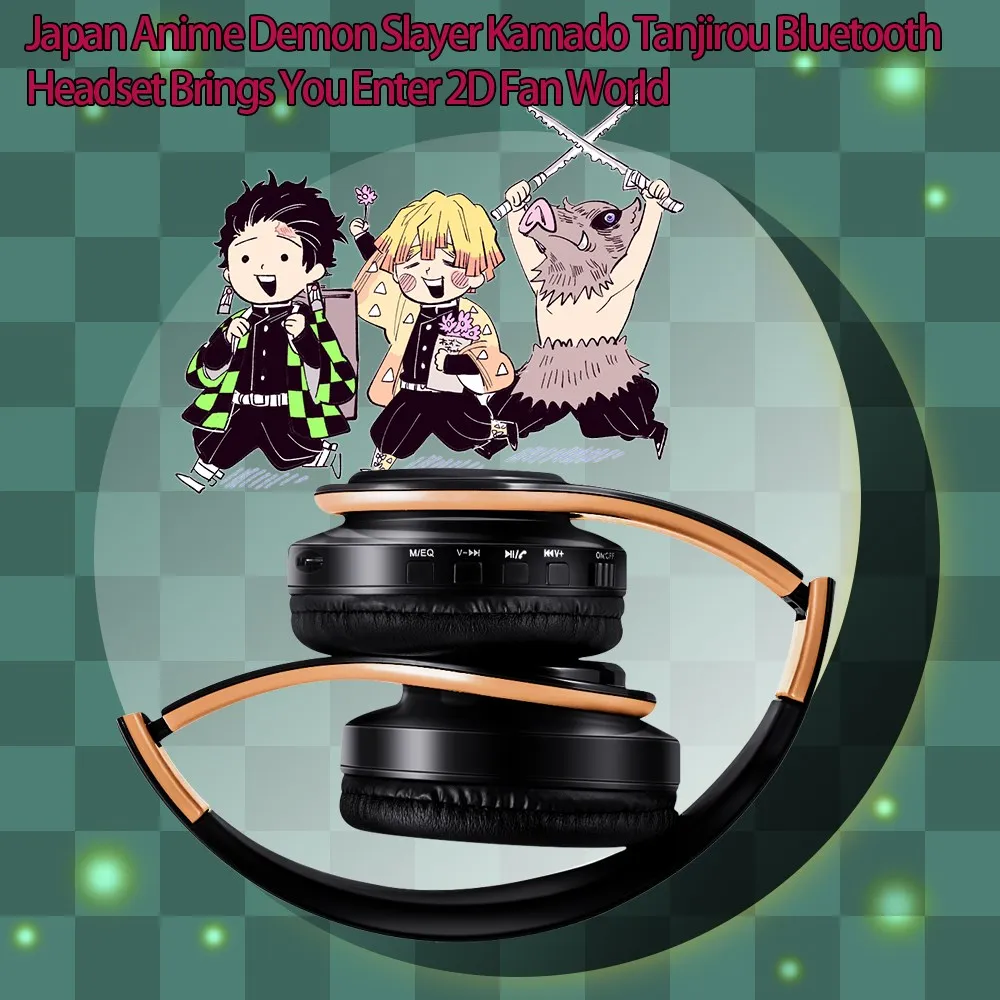 Mới Anime Nhật Bản Tai Nghe Demon Slayer Kimetsu Kamado Tanjirou Cosplay Tai Nghe Bluetooth V5.0 Tai Nghe Chụp Tai Có Mic Hỗ Trợ Thẻ TF