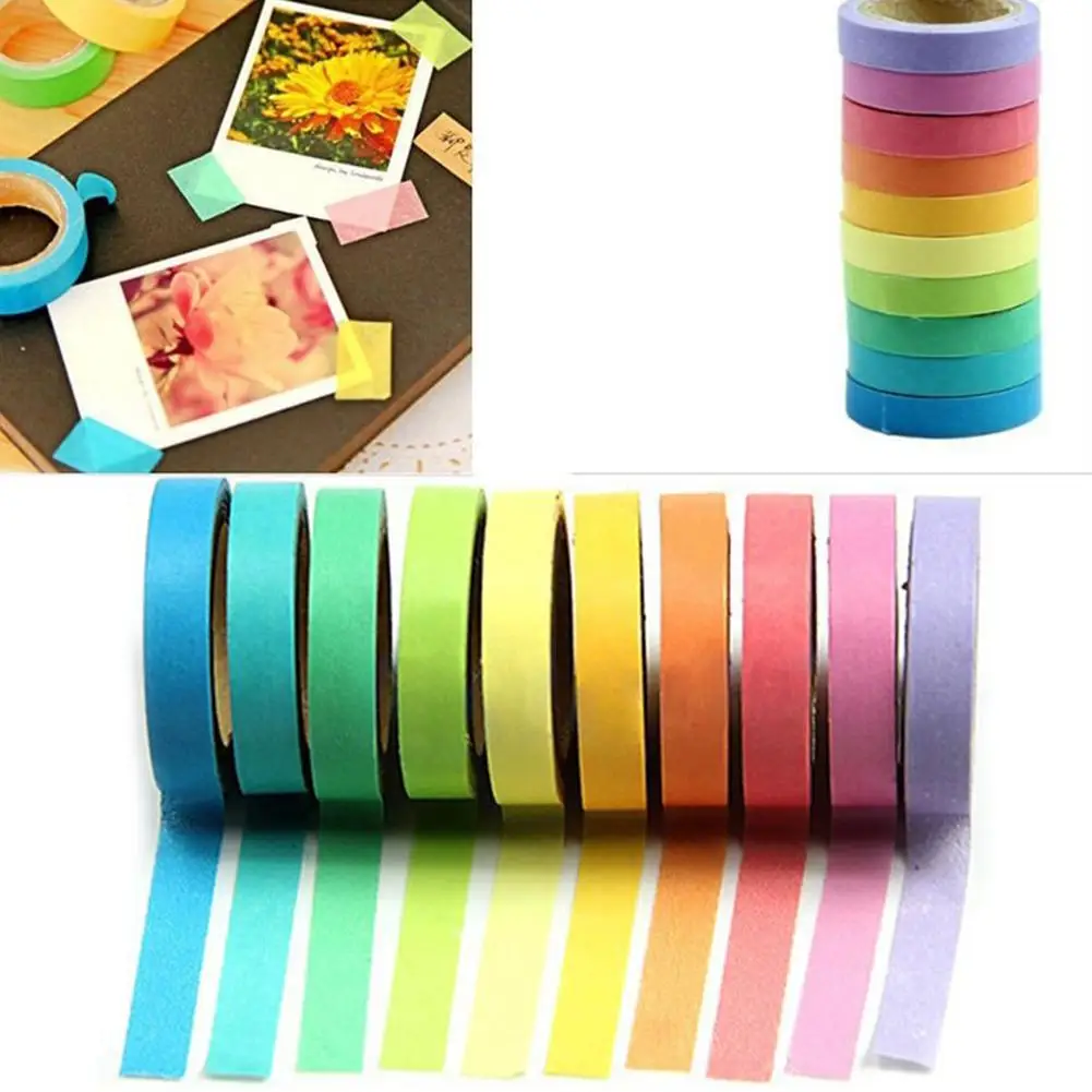 Washi Band 10 Pcs 5m Mini Multicolor Lange DIY Klebrige Papier Selbst Klebe Rolle Tapes Set