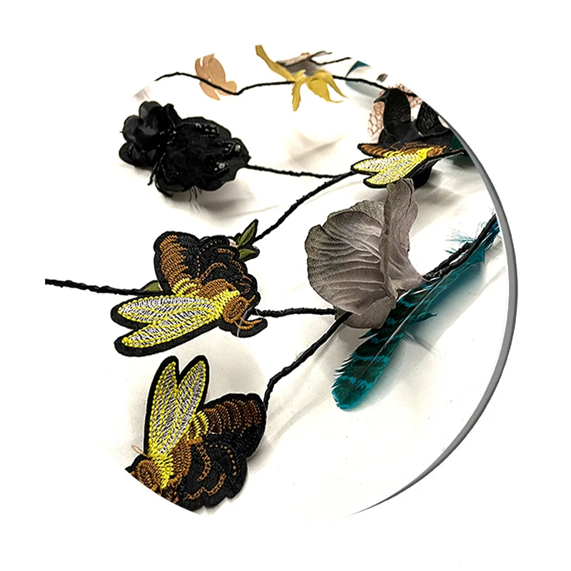 Lolita Headpiece Vintage Hairband Fashion Show Masquerade Ball Cosplay Woman Handmade Embroidery Christmas Headdress