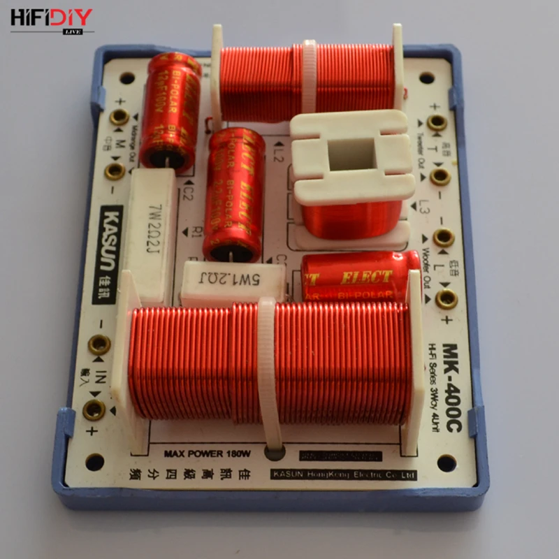 HIFIDIY LIVE MK-400C 3 Way 4 speaker Unit (tweeter + mid +2* bass )HiFi Speakers audio  Frequency Divider Crossover Filters