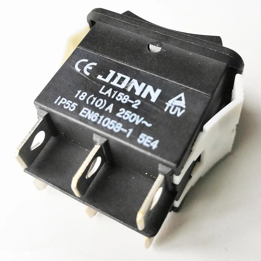 JDNN LA158-2 250V 10A 6Pin Electric Waterproof Double Momentary Rocker Switches for Power Tools Accessories Parts, Black