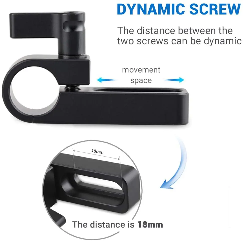 SmallRig Single 15mm Rail Clamp Mount Rod Clamp with Long Hole on Plate / Cage / Handle for Rod Extension - 1549