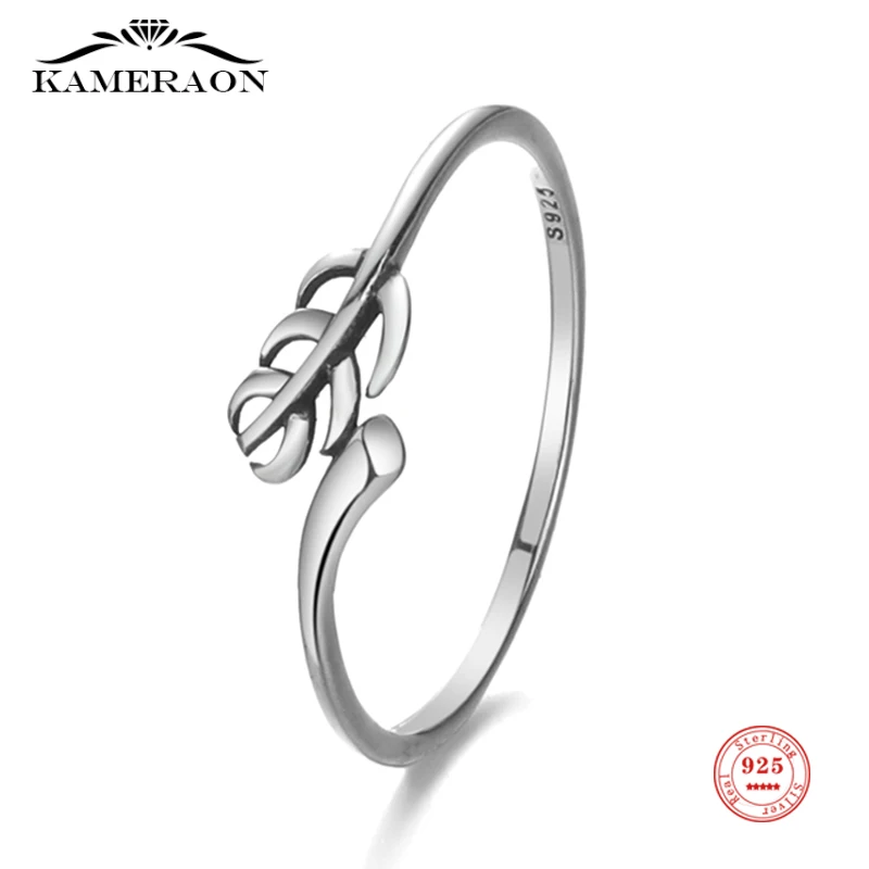 2021 Trendy Women Ring Real 925 Sterling Silver Leaves Design Ring for Female Birthday Friend Wedding Party Gift Fine Jewelry