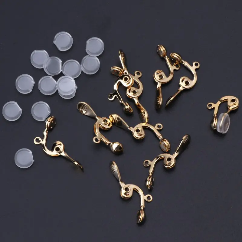 10Pc Clip-on Earring Converter Non-pierced Ear Hoop With Comfort Earring Cushion 