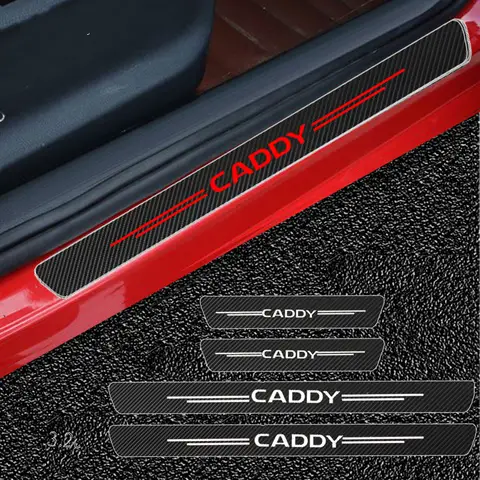 4pcs Carbon Fiber Car Door Sills Protector Sticker For Volkswagen VW Caddy MK4 MK3 MK2 MK1 Accessories 2022 2021 2020 2019 2018