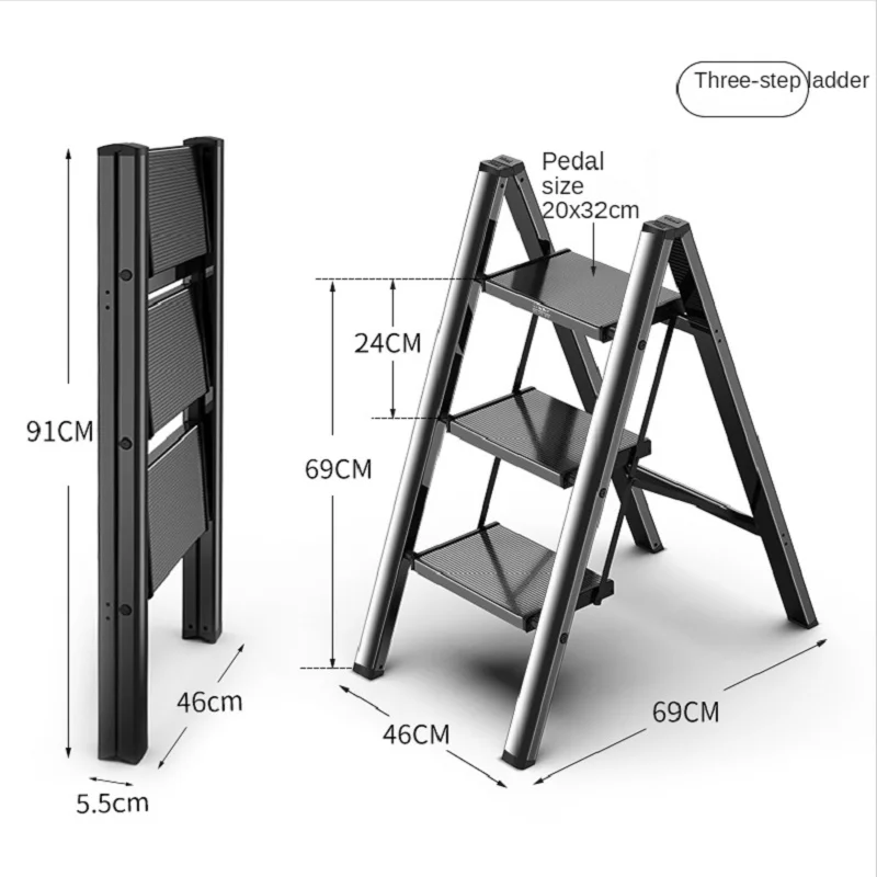 Ladder Household Folding Stair Thickened Aluminum Alloy Indoor Climbing Stairs Multi-Functional Flower Stand Ladder Trestle