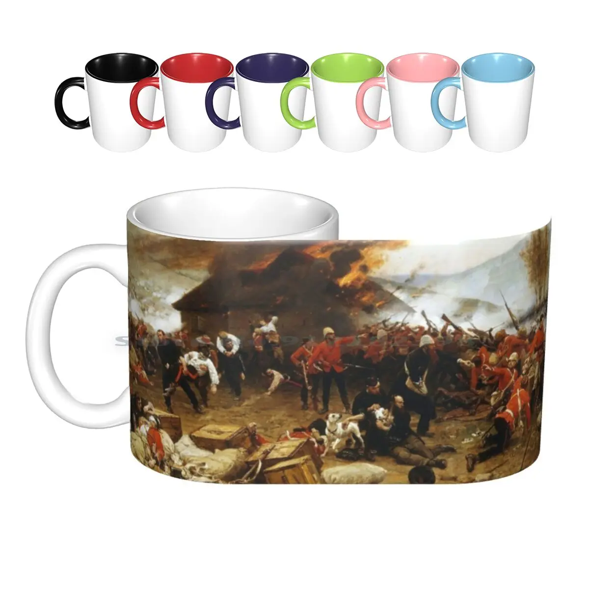 Zulu. Rorke's Drift. Ceramic Mugs Coffee Cups Milk Tea Mug Zulu Zulus Thousands Of Em 1964 1879 Alphonse De Neuville Spear