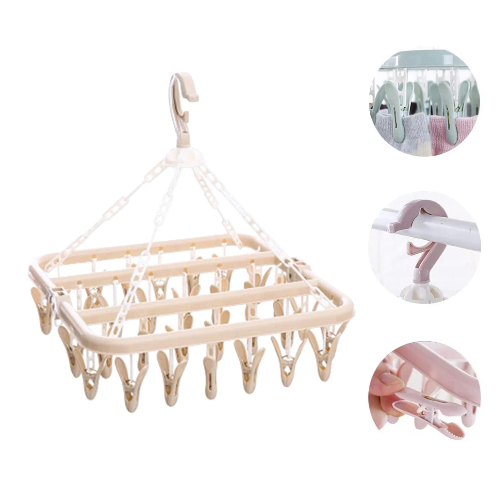 Round Square Plum Shape Drying Shelf Sock Underwear Clothes Outdoor Airer Dryer Laundry Hanger Multifunctional Towel Clips